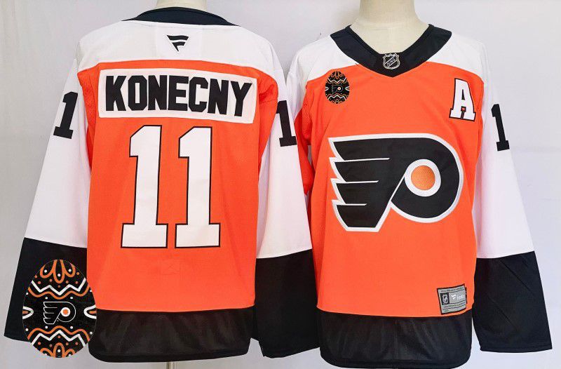 Men Philadelphia Flyers #11 Konecny Orange Fanatics 2025 NHL Jersey style 3